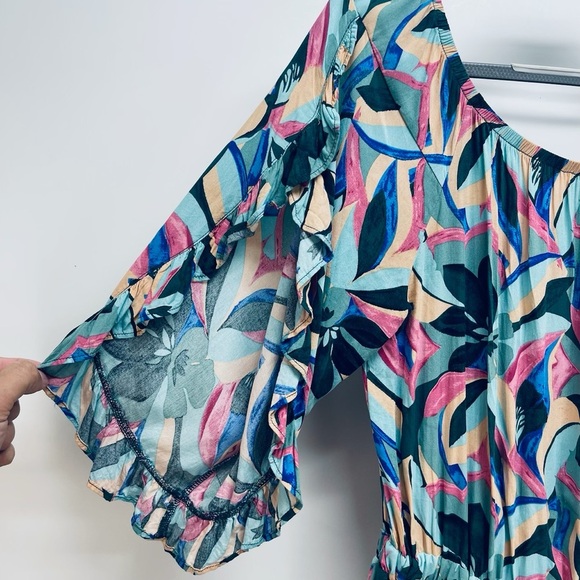 Hailey & Co Women’s Tropical Romper Multicolor  Floral Vacation Outfits Size M - Picture 4 of 8